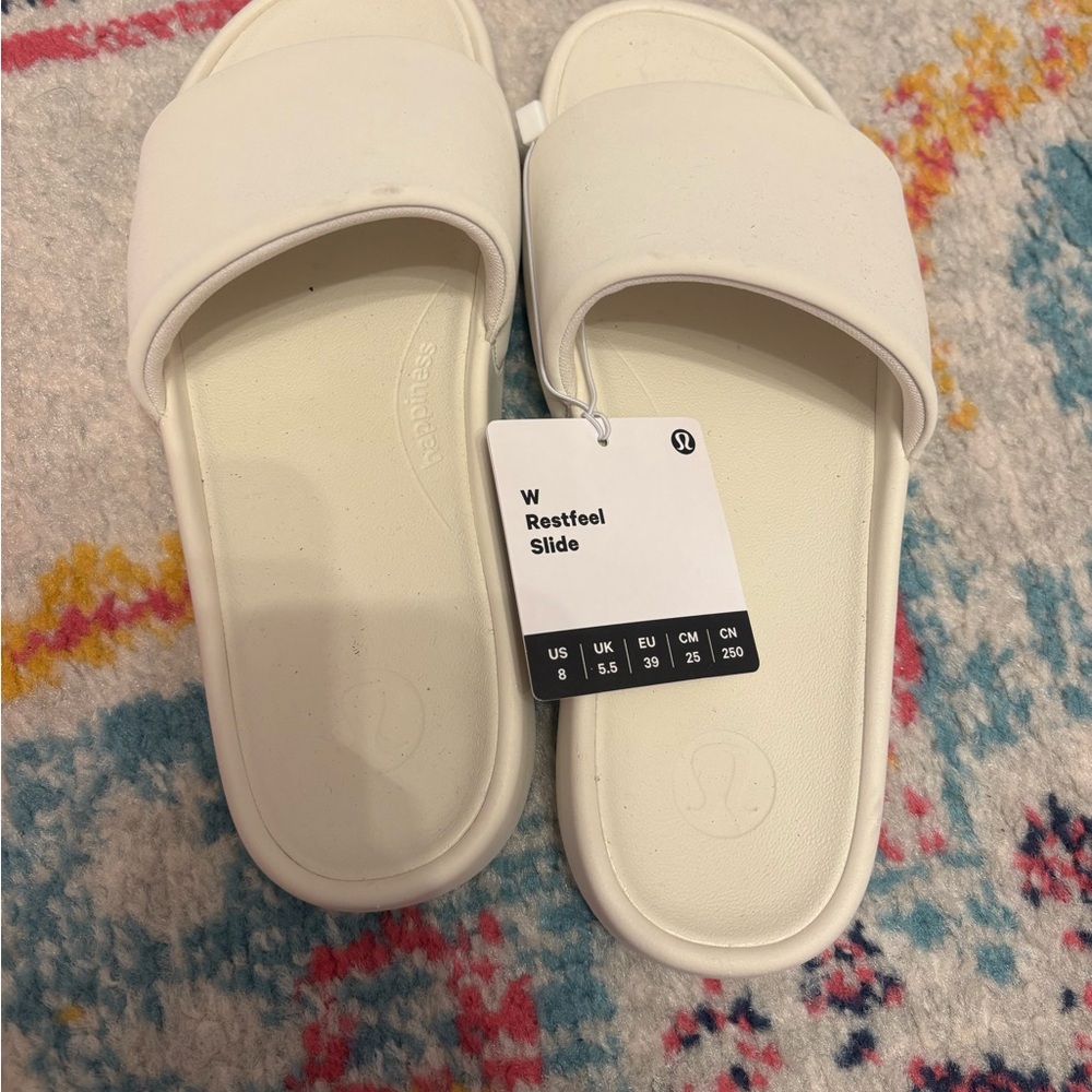 Lululemon White Restfeel Slides